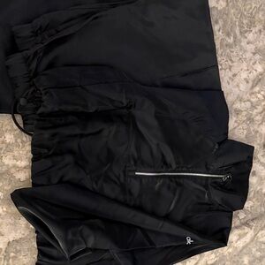 Alo Black Satin-like Bomber Jacket with Zip & Pants